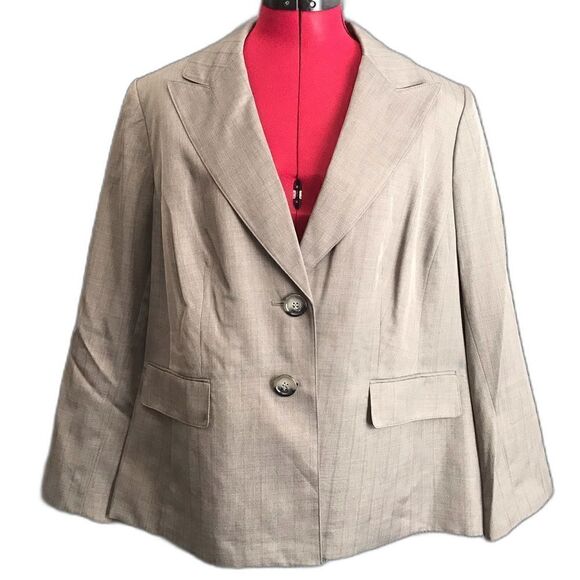 Evan Picone Blazer Women Plus Size 16W Grey Mist Long Sleeve Pockets Button NWT - Picture 1 of 10